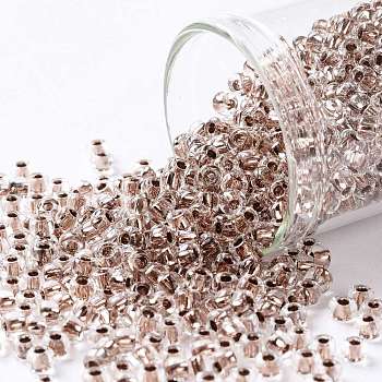 TOHO Round Seed Beads, Japanese Seed Beads, (740) Copper Lined Crystal, 8/0, 3mm, Hole: 1mm, about 1110pcs/50g