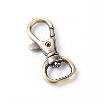 Alloy Swivel Lobster Claw Clasps, Swivel Snap Hook, Antique Bronze, 42x8.5x6.5mm