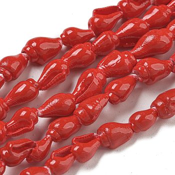 Spray Painted Natural Spiral Shell Beads Strands, Shell Shape, FireBrick, 6.5~12x4.5~8x4~7mm, Hole: 2mm, about 188pcs/strand, 61.10''(155.2cm)