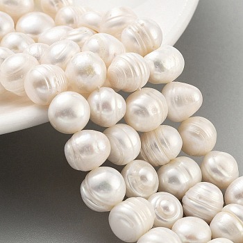 Natural Cultured Freshwater Pearl Beads Strands, Potato, Floral White, 10~11mm, Hole: 0.6mm, about 18~19pcs/strand, 6.89~7.09 inch(17.5~18cm)