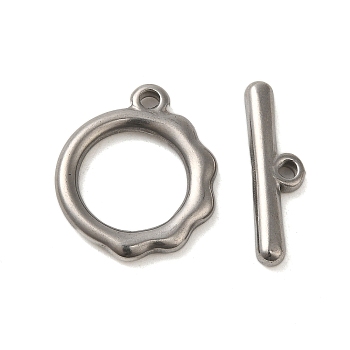 304 Stainless Steel Toggle Clasps, Ring, Stainless Steel Color, ring: 21x18x2.5mm, hole: 1.8mm, rod: 6x22x3mm, hole: 1.8mm