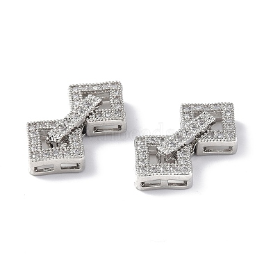 Rack Plating Brass Micro Pave Clear Cubic Zirconia Fold Over Clasps(KK-G448-01P)-3