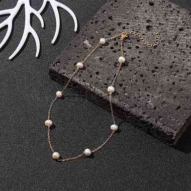 Natural Pearls Beaded Chain Necklace(NJEW-JN04345)-2