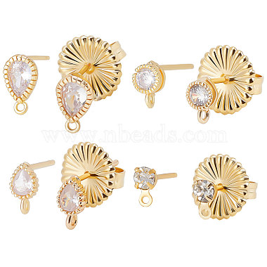 Golden Mixed Shapes Brass Stud Earring Findings