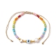 Colorful Glass Seed & Brass Braided Bead Bracelet(BJEW-JB10138-03)-1