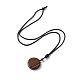 Natural Gemstone Flat Round with Tree of Life Pendant Necklace with Nylon Cord for Women(NJEW-P274-03)-3