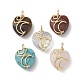 Natural & Synthetic Mixed Gemstone Copper Wire Wrapped Pendants(PALLOY-JF02599)-1