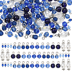 120Pcs 8 Style Glass & Acrylic Pendants, with Brass Rings, Mixed Shapes, Platinum, Mixed Color, 18~20mm, Hole: 2~3mm(PALLOY-SW00079)
