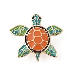 Alloy Enamel Brooches, Sea Animals Theme, Turtle, 30.5x33.5mm(PALLOY-D363-01D-KCG)