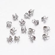 304 Stainless Steel Bead Tips, Calotte Ends, Clamshell Knot Cover, Stainless Steel Color, 4x1.5mm, Hole: 1mm, Inner Diameter: 1.5mm(STAS-E129-04P)