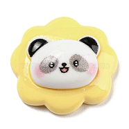 Cute Animal Opaque Resin Cabochons, Cartoon Panda Cabochons, Yellow, 21x23x9.5mm(RESI-C040-01A)