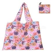 Foldable Oxford Cloth Grocery Bags, Reusable Waterproof Shopping Tote Bags, with Pouch and Bag Handle, Cat Shape, 68x58cm(PW-WG48354-02)