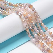 Glass Beads Strands, Faceted, Rondelle, PeachPuff, 4~4.5x3.5mm, Hole: 1mm, about 113~115pcs/strand, 41~42cm(EGLA-A034-M4mm-08)