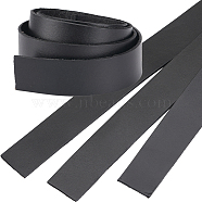 3Pcs Flat Leather Jewelry Cord, Jewelry DIY Making Material, Black, 25x2mm, about 80cm/pc(WL-GF0001-16A-02)