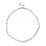 Glass Rectangle Beaded Necklace, Colorful, 17.13 inch(43.5cm)(NJEW-JN04328)