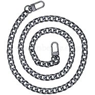 Bag Strap Chains, Iron Curb Link Chains, with Swivel Lobster Claw Clasps, Gunmetal, 47.2 inch(120cm), 1 strand/box(IFIN-PH0024-03B-9x120)