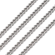 Tarnish Resistant 304 Stainless Steel Curb Chains, with Spool, Unwelded Twisted Chains, Stainless Steel Color, 4x3x0.8mm, about 164.04 Feet(50m)/roll(CHS-R009-02)