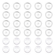 Unicraftale 50Pcs 201 Stainless Steel Plain Edge Bezel Cups, Cabochon Settings, Flat Round with 50Pcs Glass Cabochons, Stainless Steel Color, Tray: 8mm, 10x2mm(STAS-UN0050-58)