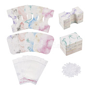 210Pcs Marble Pattern Paper Hair Ties & Earring Display Card Sets, with 210Pcs Cellophane Bags and 400Pcs Plastic Ear Nuts, Mixed Color, 8.8x4x0.04cm, 7 colors, 15pcs/color, 105pcs(CDIS-FW0001-03)