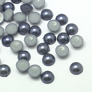 Acrylic Cabochons, Imitation Pearl, Half Round, Light Steel Blue, 6x3mm, about 5000pcs/bag(OACR-C004-6x3mm-09)