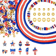 Independence Day Theme DIY Bracelet Making Kit, Including Acrylic Letter & Polymer Clay Disc Beads, Alloy Beads & Pendants, Star & Bowknot & Hat & Egg & Ice Cream, Mixed Color(DIY-FH0006-53)