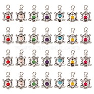 DIY 50Pcs Antique Silver Plated Alloy Synthetic Turquoise Pendants, Tortoise Charm, Dyed, Mixed Color, 20x13x4mm, Hole: 2mm, 50pcs(PALLOY-SC0004-14)