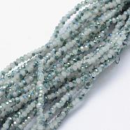 Electroplate Glass Beads Strands, Imitation Jade, Half Plated, Faceted, Rondelle, Azure, 2.5x1.5mm, Hole: 0.5mm, about 197~201pcs/strand, 12.9 inch(33cm)(EGLA-J144-HP-C01)