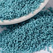 MIYUKI Round Rocailles Beads, Japanese Seed Beads, (RR2470) Opaque Turquoise Green Luster, 15/0, 1.5mm, Hole: 0.7mm, about 5555pcs/10g(X-SEED-G009-RR2470)