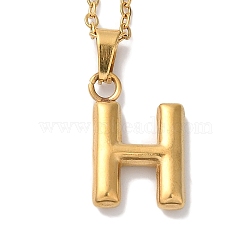 PVD Vacuum Plating 201 Stainless Steel Necklaces, Letter, Letter H, 17.80 inch(45.2cm), Pendant: 23.8x10.8x3mm(NJEW-H033-01G-H)