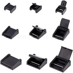 42Pcs 3 Style Plastic Cam Buckle, Webbing Strap Toggle Clip, Rectangle, Black, 18~29x14~32x8.5~13.5mm, 14pcs/style(KY-NB0001-47)