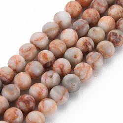 Natural Red Netstone Bead Strands, Round, 6~6.5mm, Hole: 1mm, about 62~63pcs/strand, 15.24 inch~15.55 inch(38.7~39.5cm)(G-R345-6mm-45-01)