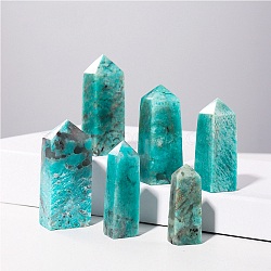 Tower Natural Amazonite Home Display Decoration, Healing Stone Wands, for Reiki Chakra Meditation Therapy Decors, Square Prism, 40~50mm(PW-WG13640-01)