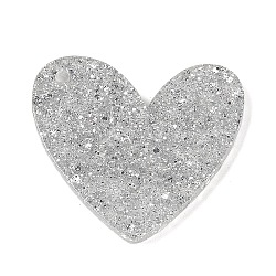 Acrylic Plastic Cabochons, Heart, Silver, 37x39.5x2.5mm, Hole: 2.5mm(OACR-R273-02F)