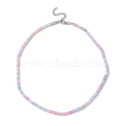 Glass Rectangle Beaded Necklace, Colorful, 17.13 inch(43.5cm)(NJEW-JN04328)