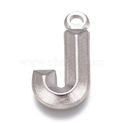 Tarnish Resistant 304 Stainless Steel Pendants, Alphabet, Letter.J, 16x8.5x2mm, Hole: 1.4mm(STAS-H119-01P-J)