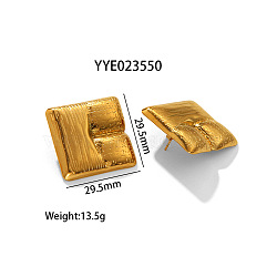 Fashionable Irregular Stainless Steel Stud Earrings for Women, Golden, Square, 29.5x29.5mm(MT3122-7)