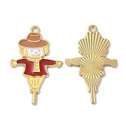 Eco-friendly Alloy Enamel Pendants, Scarecrow Charm, FireBrick, 35x22x1.5mm, Hole: 2mm(PALLOY-M212-06G)