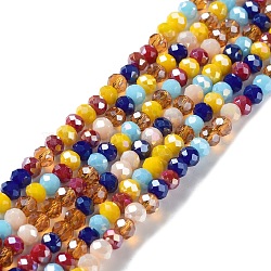Glass Beads Strands, Faceted, Rondelle, Mixed Color, 4x3mm, Hole: 0.4mm, about 123~127pcs/strand, 15.75~16.5 inch(40~42cm)(EGLA-A034-M4mm-30)