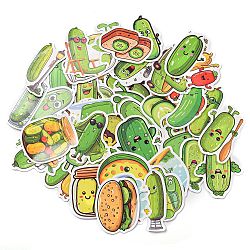 50 Sheets Paper Cucumber Stickers, Green, 36~61x22~68.5x0.2mm, 50 sheets/bag(STIC-Q002-08)