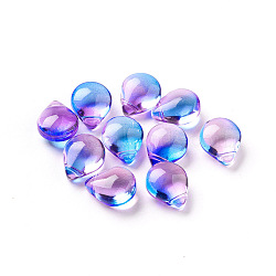 Transparent Glass Beads, Dyed & Heated, Teardrop, Colorful, 12x9x6mm, Hole: 1mm(X-EGLA-L026-B02)