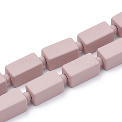 Rubberized Style Acrylic Beads, Cuboid, Pink, 21x11x11mm, Hole: 4mm(MACR-T011-12D)