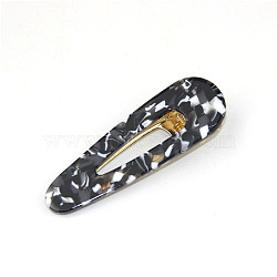 Cellulose Acetate Alligator Hair Clips, Hair Accessories for Girls Women, Teardrop, Black, 69x23mm(OHAR-PW0007-01A-02)