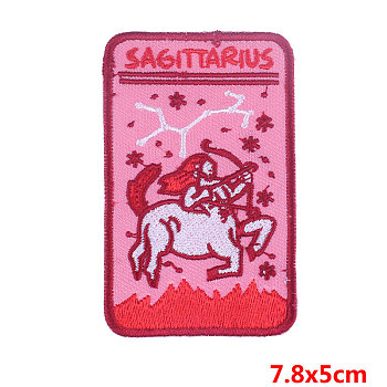 Rectangle with Constellation Computerized Embroidery Cloth Iron on/Sew on Patches, Costume Accessories, Sagittarius, 78x50mm