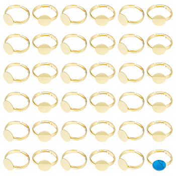 40Pcs Brass Pad Ring Base Findings, Adjustable, Lead Free & Cadmium Free, Golden, Tray: 10mm, Inner Diameter: 19mm