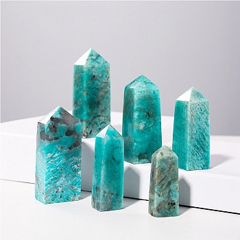 Tower Natural Amazonite Home Display Decoration, Healing Stone Wands, for Reiki Chakra Meditation Therapy Decors, Square Prism, 40~50mm