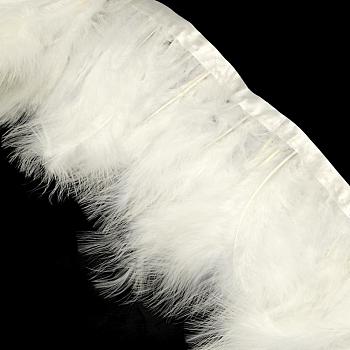 Fashion Feather Cloth Strand Costume Accessories, White, 120~190x28~56mm, about 2m/bag