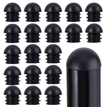 20Pcs Plastic Furniture End Caps, Metal Chair Leg Inserts Plug, Round Tube Inserts, Chair Leg Glide Protectors, Mushroom, Black, 26.5x25.5mm