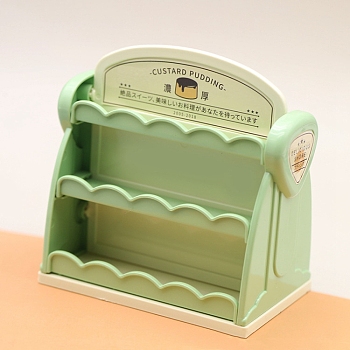 Plastic Miniature Ornaments, Micro Landscape Home Dollhouse Accessories, Bookshelf, Light Green, 104x68x109mm