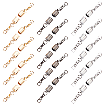 WADORN 30 sets 3 Colors Zinc Alloy Cord Ends, with Screw, End Caps, Column, Mixed Color, 50mm, Hole: 2.5mm, Inner Diameter: 10.5mm, Screw: 11x3mm, 10 sets/color