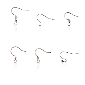 304 Stainless Steel French Earring Hooks, Flat Earring Hooks, Ear Wire, Stainless Steel Color, 18x18.5mm, Hole: 2mm, 21 Gauge(0.7mm), about 6 styles, 40pcs/style, 240pcs